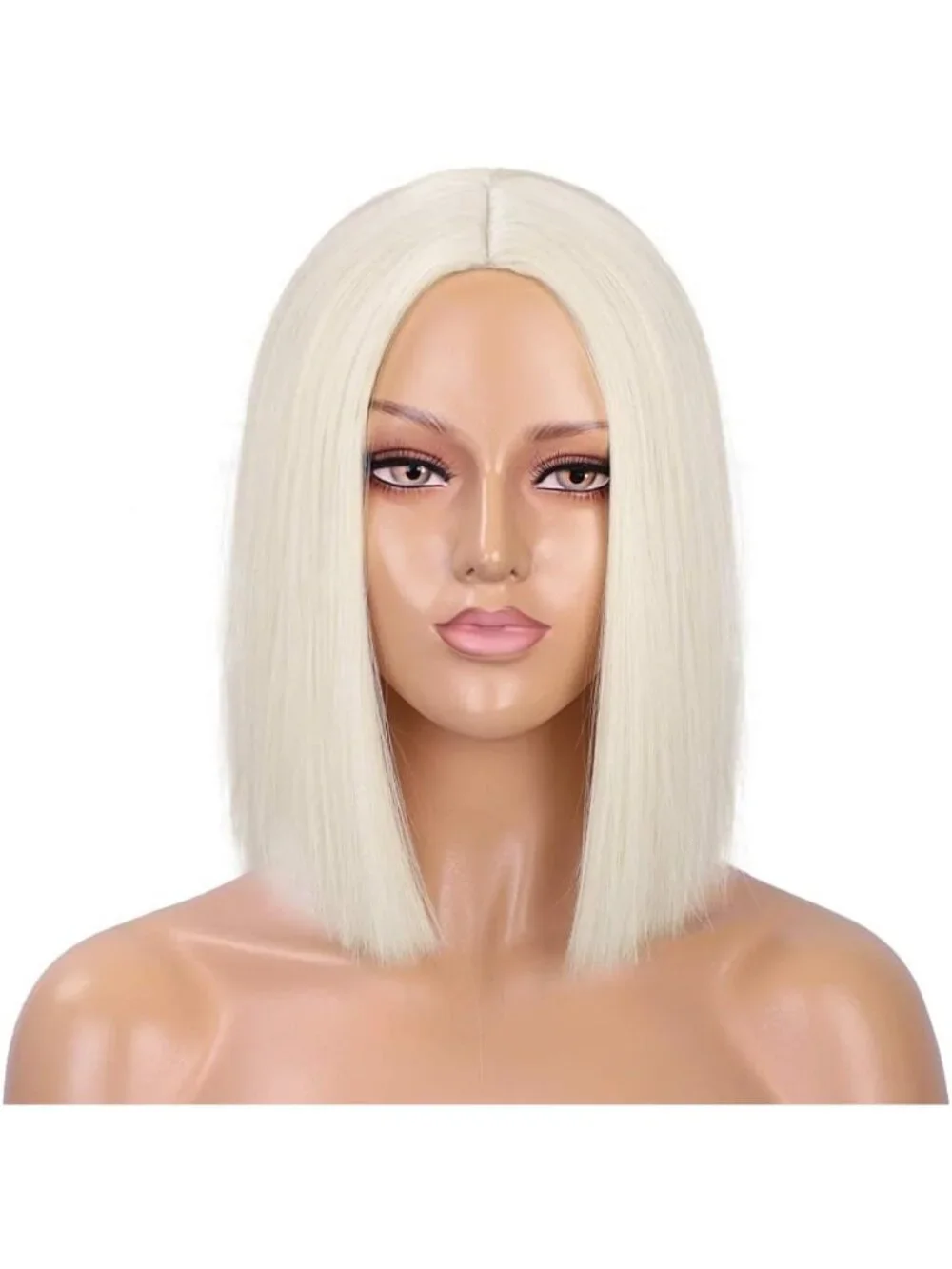 Stylish Platinum Blonde Short Bob Wig for Women - Straight Synthetic Hair